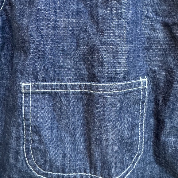 NWOT Baby Gap 6-12M Girls Chic Denim Sleeveless Tank Top Dress with Front Pocket - Picture 2 of 5